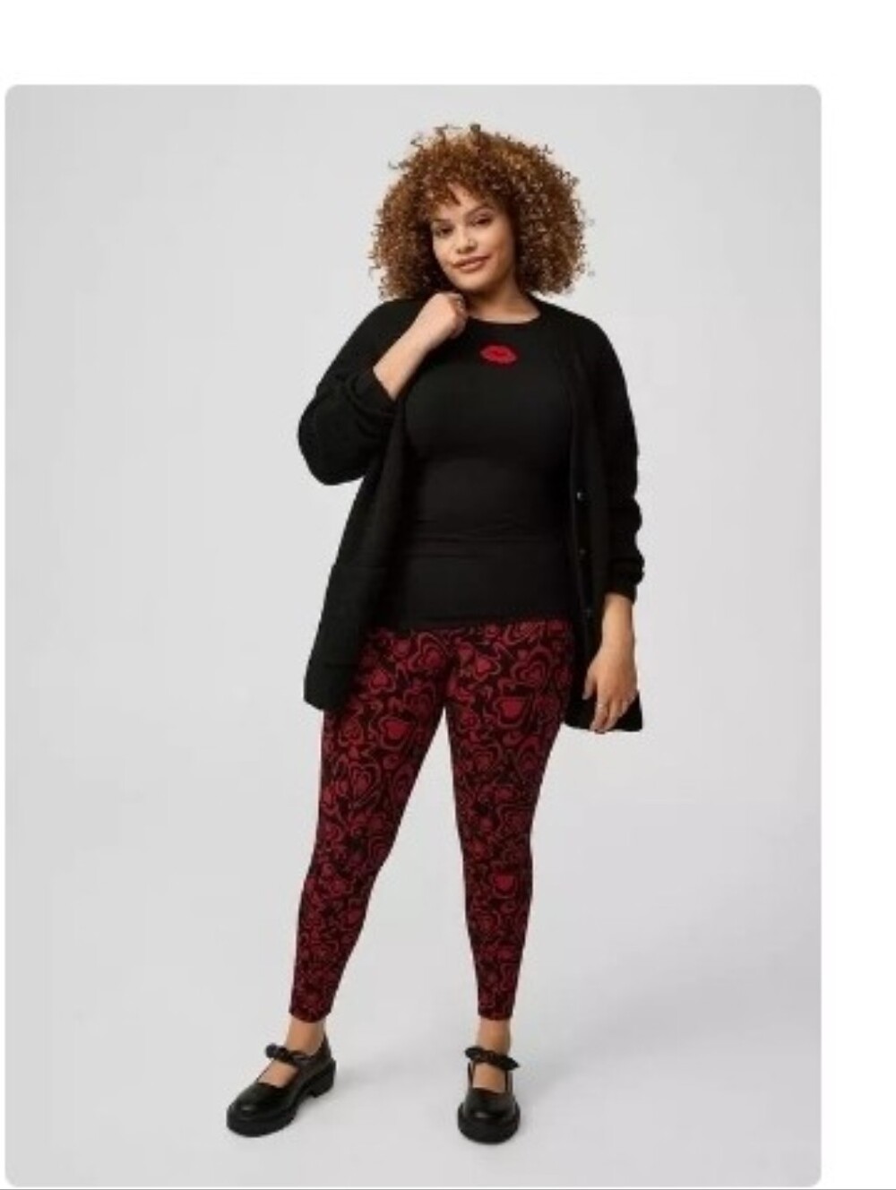 torrid Black & Red Heart Pattern Leggings